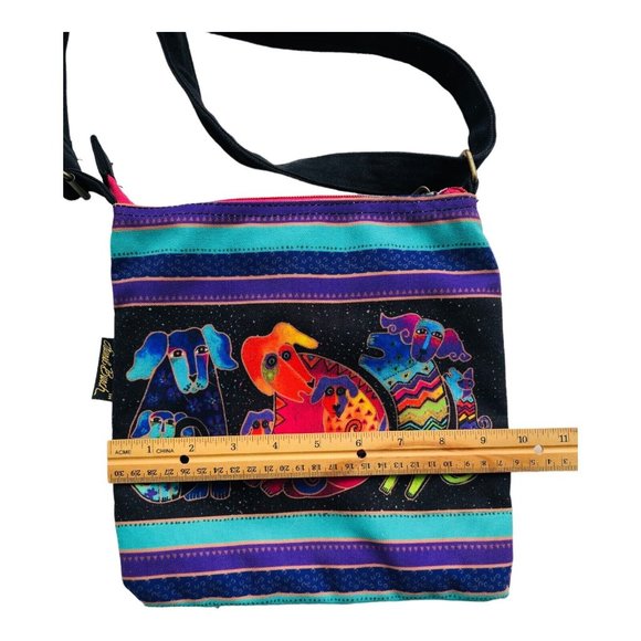 Laurel Burch Cloth Crossbody Bag Purse Dog & Doggies Colorful Design Zippered - Picture 12 of 16